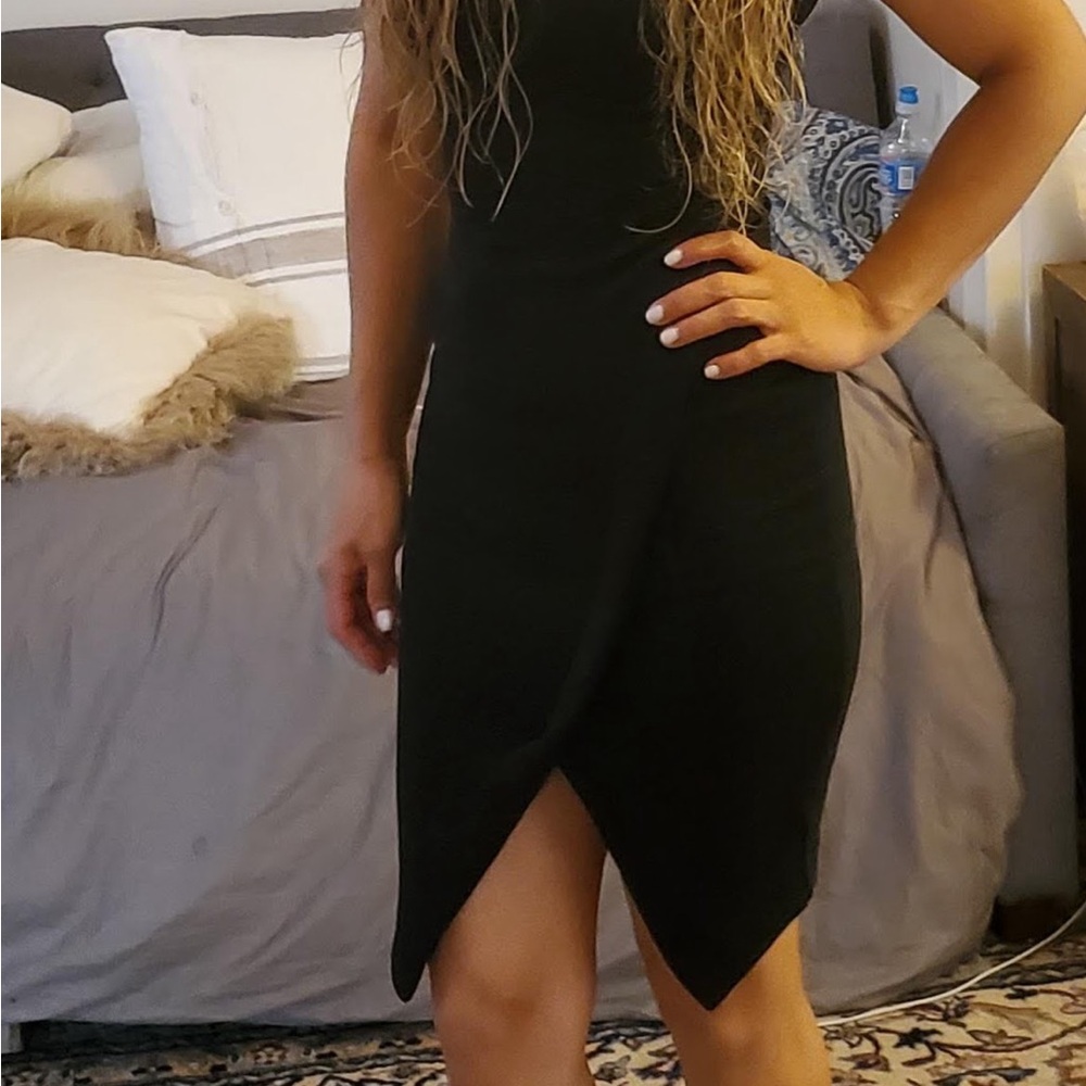 Bar III Black Cap Sleeve Mini Dress